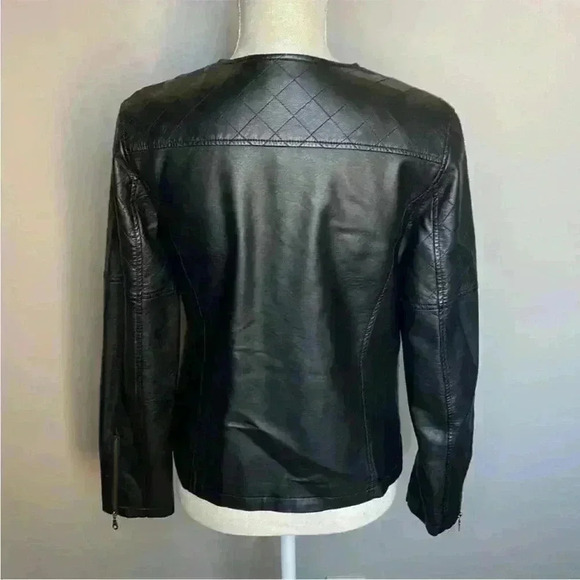 Gap Moto Jacket in Faux Leather Black Size Small EUC - Picture 3 of 12